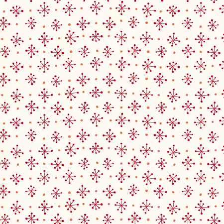 3454-48 Cream/ Red Mini Snowflakes