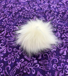 4" Bright White Faux Fur Pom Pom