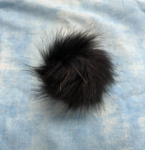 4" Jet Black Faux Fur Pom Pom