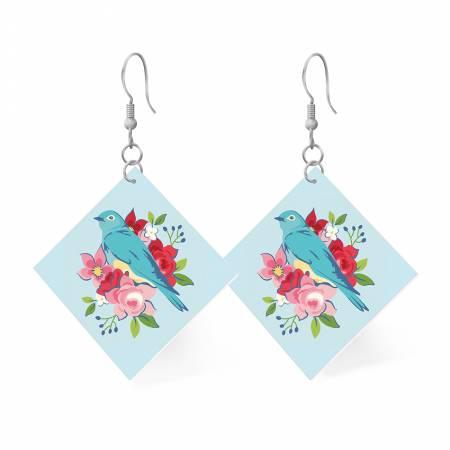 Bluebird Leather Square Earrings