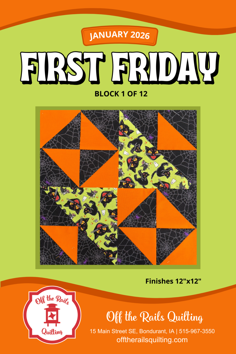 First Friday - January 1 2026 Block Pattern – Off the Rails Quilting