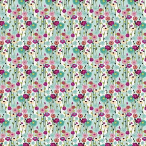 Fragrant Fields Flowers Aqua - 1 yard