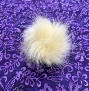 Large Cream Faux Fur Pom Pom