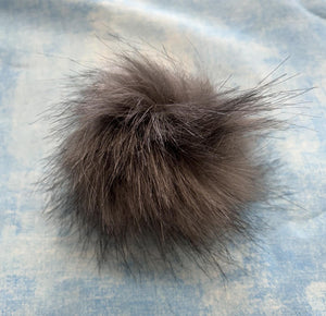 Large Dark Grey Faux Fur Pom Pom