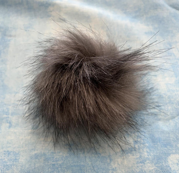 Large Dark Grey Faux Fur Pom Pom