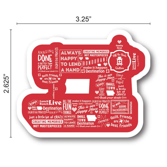 Off the Rails Quilting - Sewing Machine Sticker