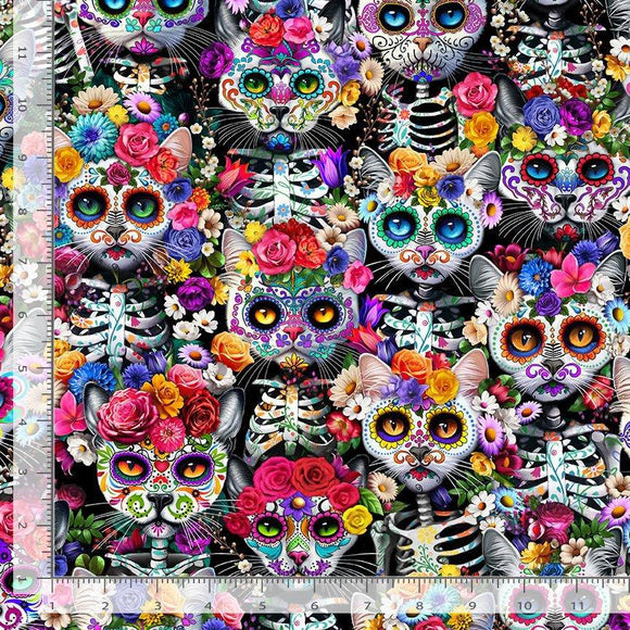 Packed Skeleton Floral Cats