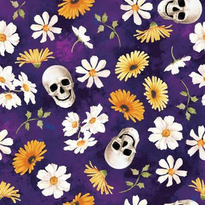 Purple Skulls and Daisies