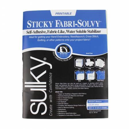 Sulky Sticky Fabri Solvy Printable Seets 12 ct.