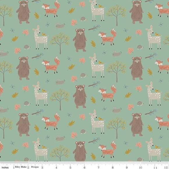 Woodland Creatures Pine Flannel