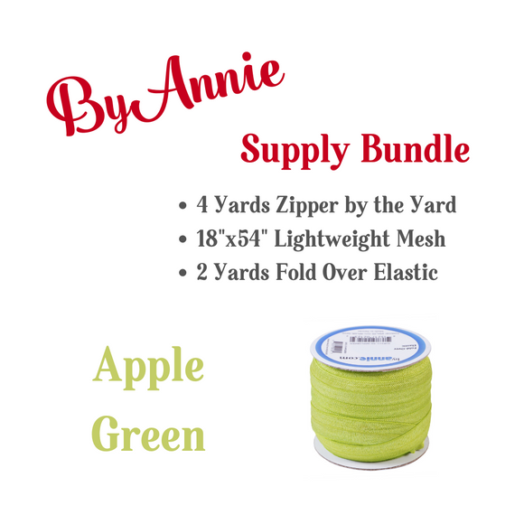 Apple Green ByAnnie Zipper, Mesh, &  Elastic