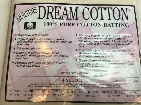 Natural Cotton Select Batting Crib 46