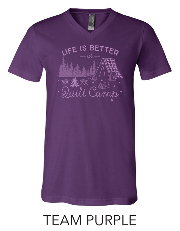 Quilt Camp V-Neck T-Shirt Team Purple Size Medium