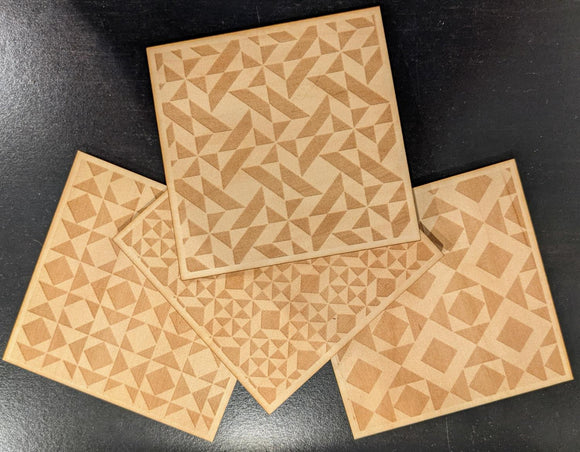 Set of 4 Wood Quilt Coasters