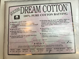 White Cotton Select Batting Queen 108"x93"