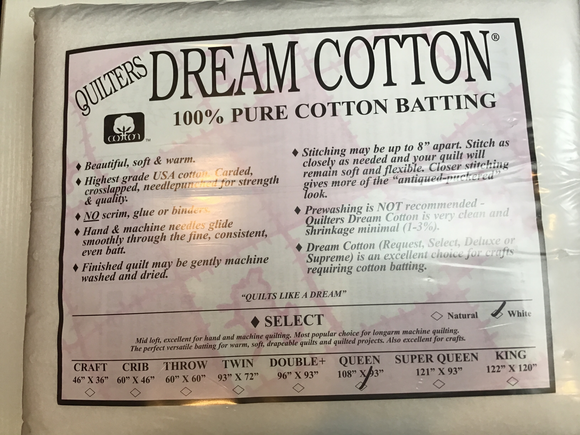 White Cotton Select Batting Queen 108
