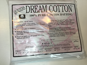 White Cotton Select Batting Crib 46"x60"